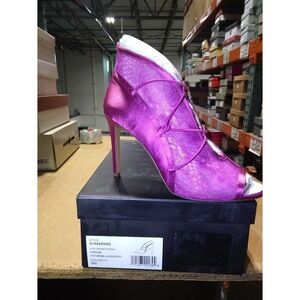 G.I.L.I. Peep Toe Elastic Front Booties Kaarina 2 Fuschia Victorian Lace/Cryst 8